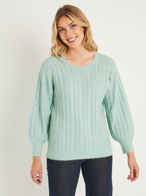Suave jersey de lana calada de punto por cable iridiscente - Afibel - Kiabi