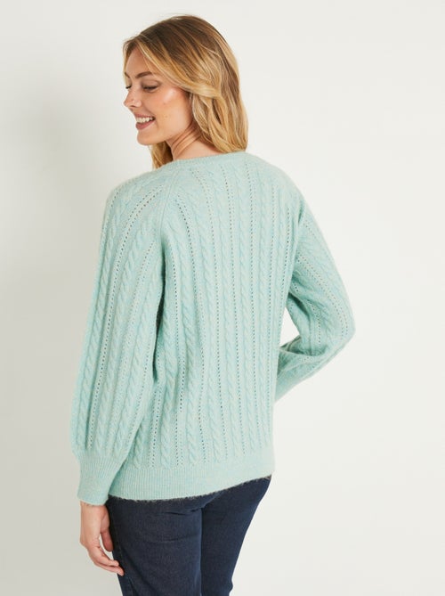 Suave jersey de lana calada de punto por cable iridiscente - Afibel - Kiabi