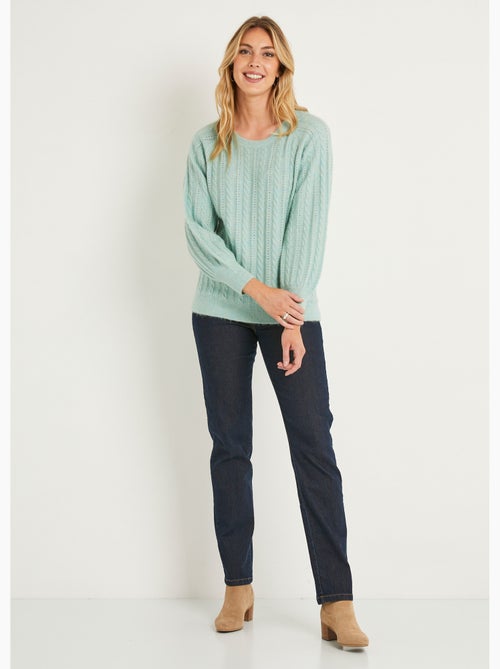 Suave jersey de lana calada de punto por cable iridiscente - Afibel - Kiabi
