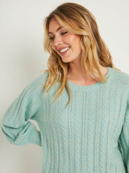 Suave jersey de lana calada de punto por cable iridiscente - Afibel - Kiabi