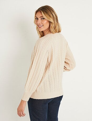 Suave jersey de lana calada de punto por cable iridiscente - Afibel