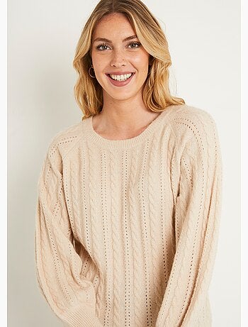 Suave jersey de lana calada de punto por cable iridiscente - Afibel