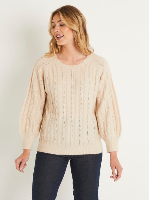 Suave jersey de lana calada de punto por cable iridiscente - Afibel - Kiabi