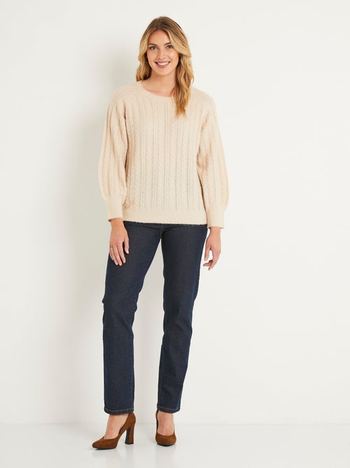 Suave jersey de lana calada de punto por cable iridiscente - Afibel - Kiabi