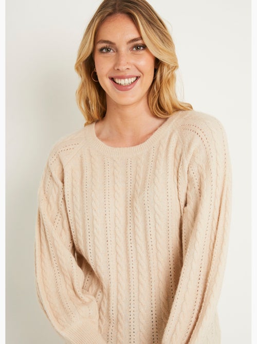 Suave jersey de lana calada de punto por cable iridiscente - Afibel - Kiabi