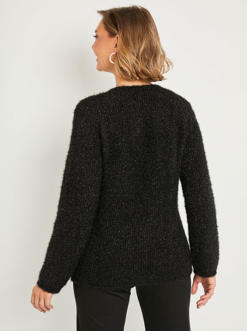Suave jersey de peluche con cuello redondo calado de cuentas - Afibel - Kiabi