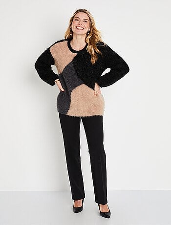 Suave jersey de punto con bloques de color - Afibel