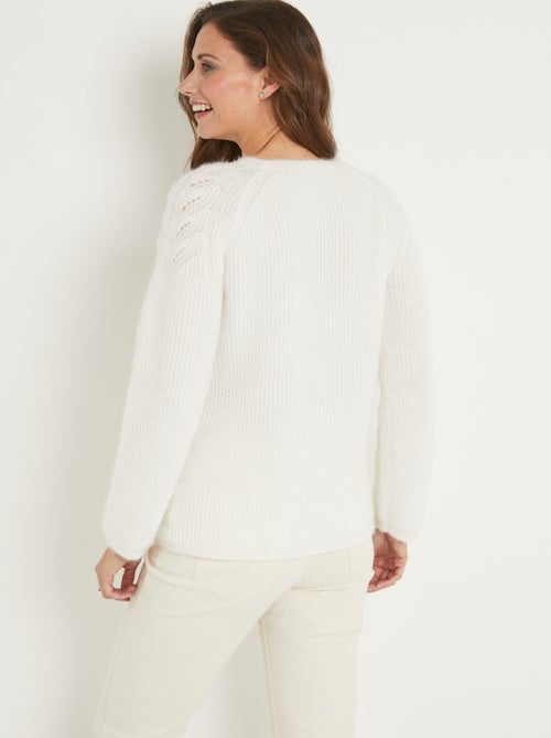 Suave jersey de punto con cuello redondo calado con abalorios - Afibel - Kiabi