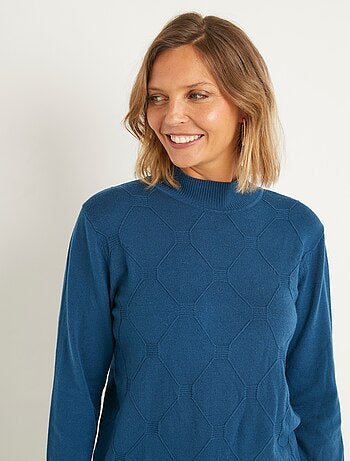 Suave jersey liso con cuello alto en mezcla de modal - Afibel