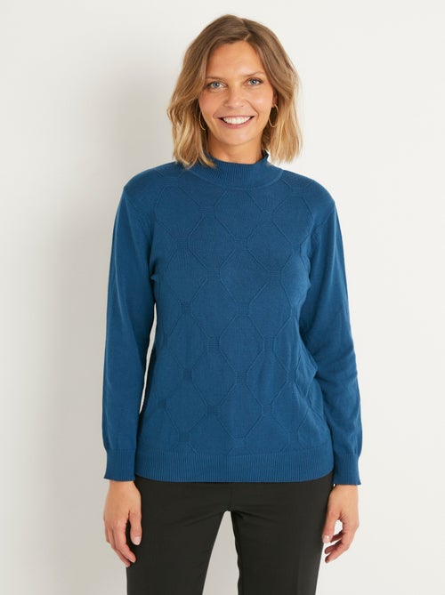 Suave jersey liso con cuello alto en mezcla de modal - Afibel - Kiabi