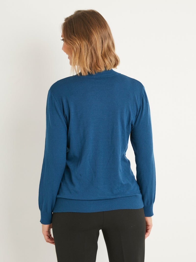 Suave jersey liso con cuello alto en mezcla de modal - Afibel Azul petróleo - Kiabi