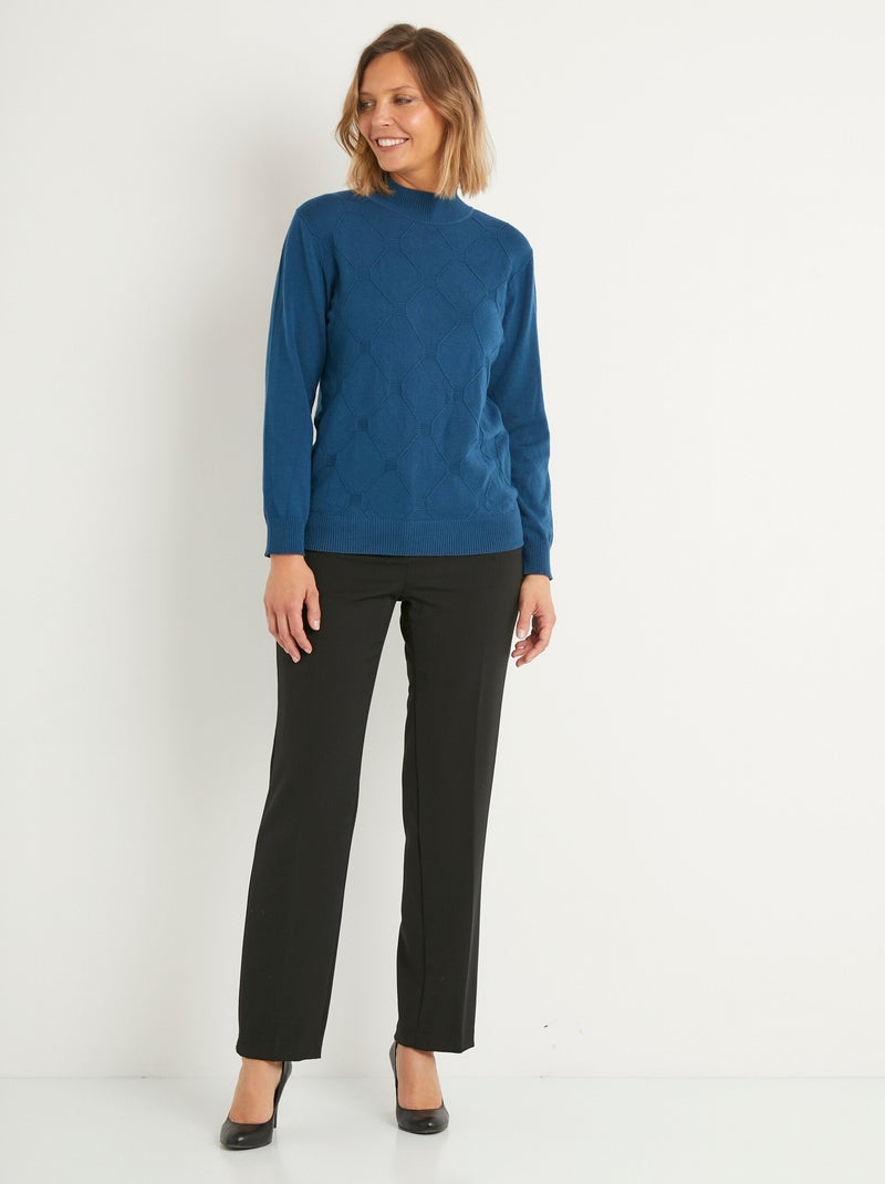 Suave jersey liso con cuello alto en mezcla de modal - Afibel Azul petróleo - Kiabi