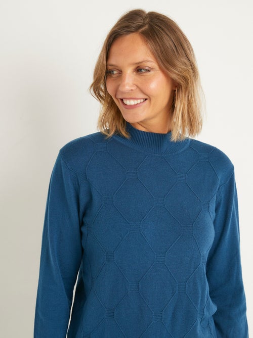 Suave jersey liso con cuello alto en mezcla de modal - Afibel - Kiabi