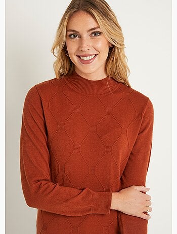 Suave jersey liso con cuello alto en mezcla de modal - Afibel