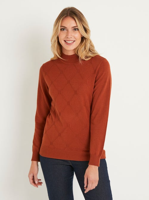Suave jersey liso con cuello alto en mezcla de modal - Afibel - Kiabi