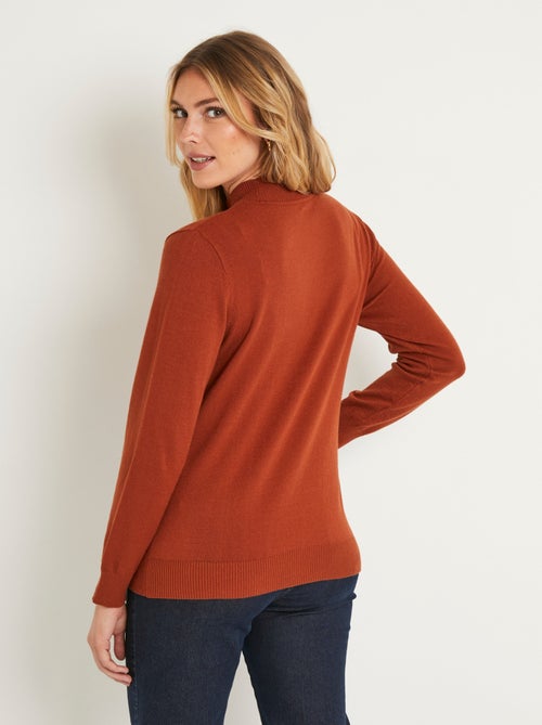 Suave jersey liso con cuello alto en mezcla de modal - Afibel - Kiabi