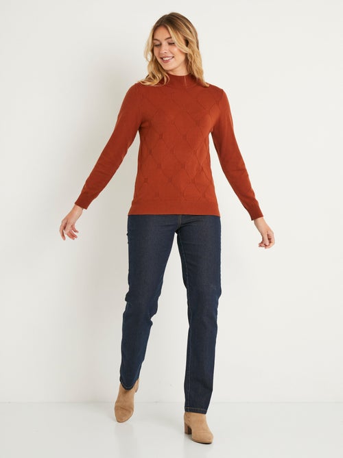 Suave jersey liso con cuello alto en mezcla de modal - Afibel - Kiabi