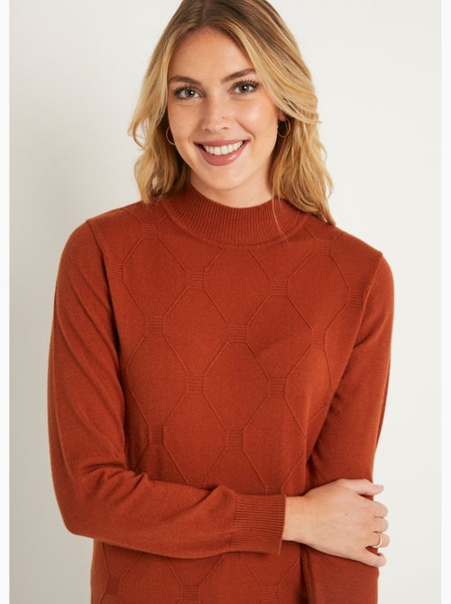 Suave jersey liso con cuello alto en mezcla de modal - Afibel - Kiabi