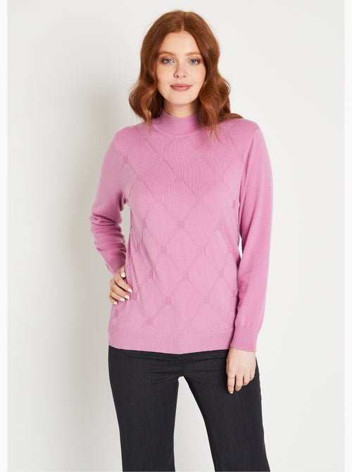 Suave jersey liso con cuello alto en mezcla de modal - Afibel - Kiabi