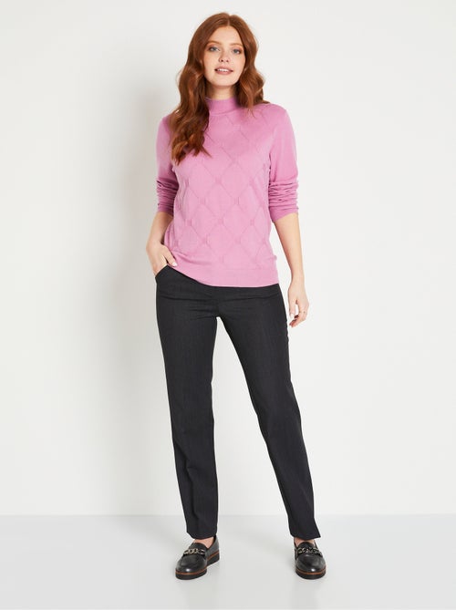 Suave jersey liso con cuello alto en mezcla de modal - Afibel - Kiabi