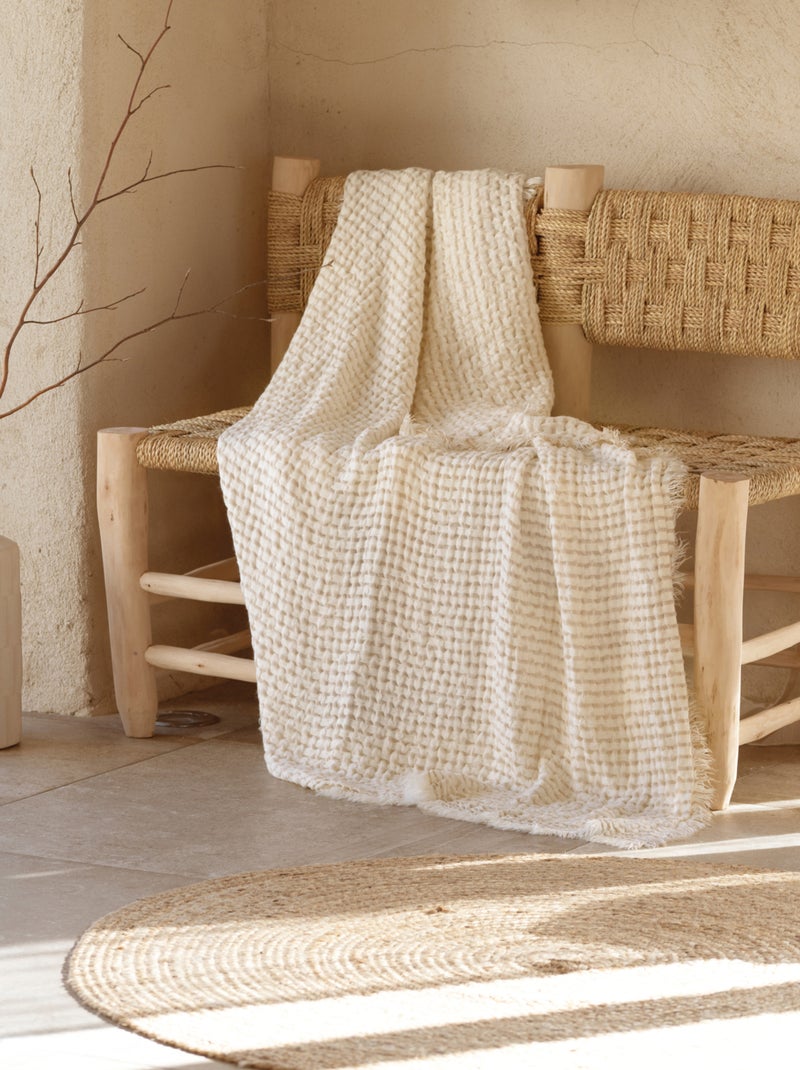 Suave manta efecto gofre Beige concha - Kiabi