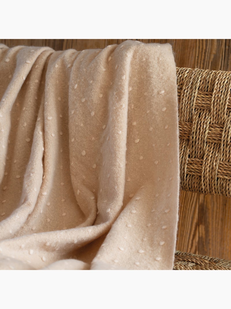 Suave tela escocesa con flecos de aspecto mohair Beige - Kiabi