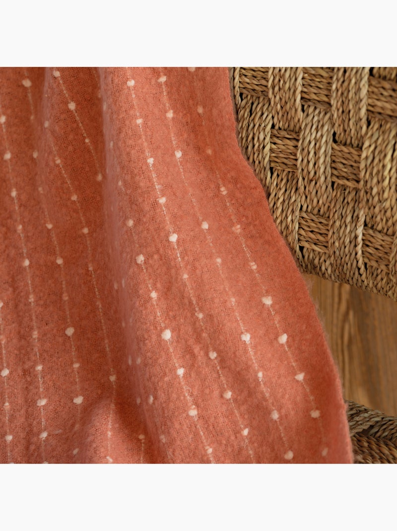 Suave tela escocesa con flecos de aspecto mohair Terracota - Kiabi