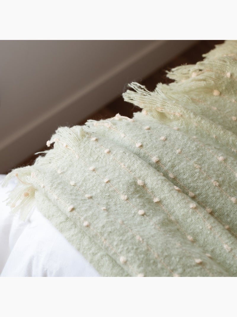 Suave tela escocesa con flecos de aspecto mohair Verde - Kiabi