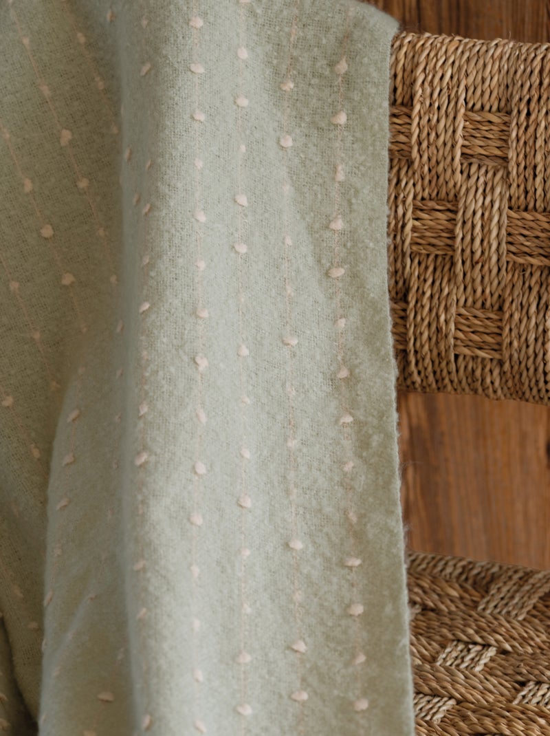 Suave tela escocesa con flecos de aspecto mohair Verde - Kiabi