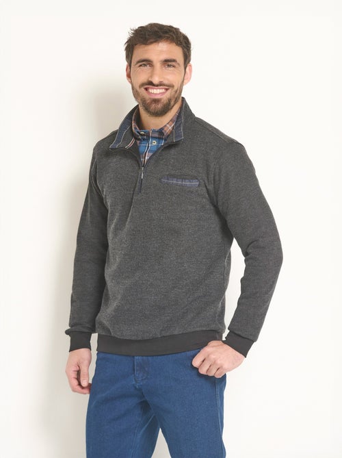 Sudadera 2 en 1 con cuello camisero con cremallera - AFIBEL - Kiabi