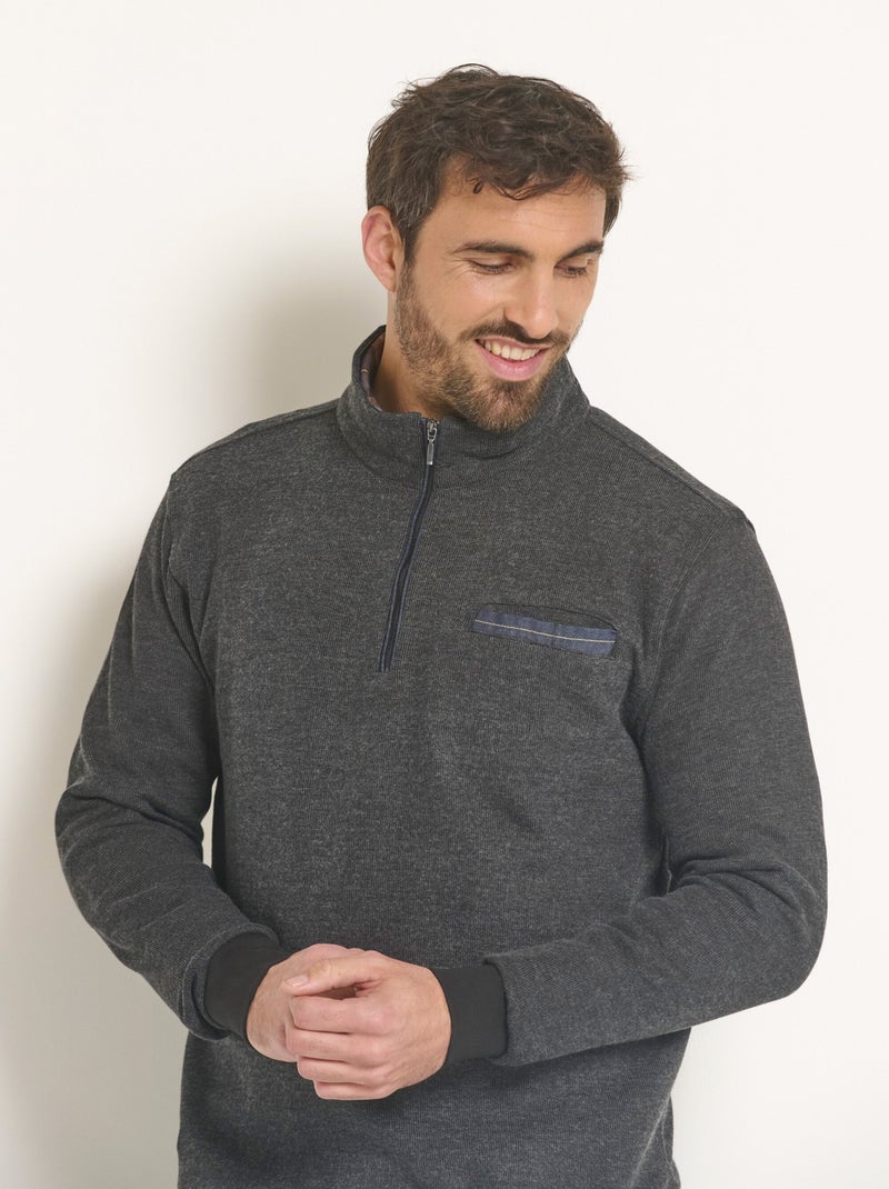 Sudadera 2 en 1 con cuello camisero con cremallera - AFIBEL Gris antracita - Kiabi