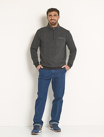 Sudadera 2 en 1 con cuello camisero con cremallera