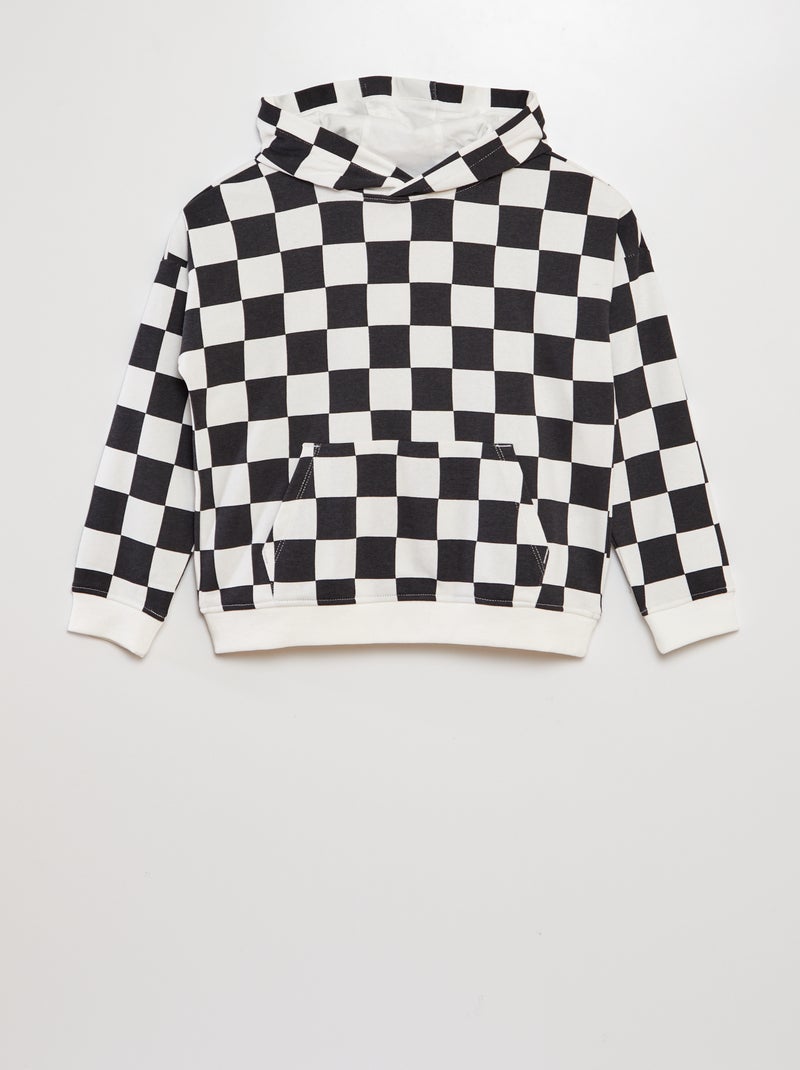 Sudadera a cuadros con capucha NEGRO - Kiabi