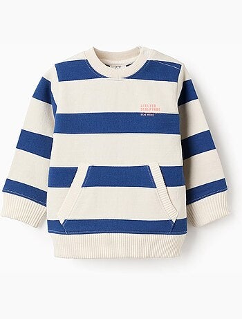 Sudadera a rayas con bolsillo canguro