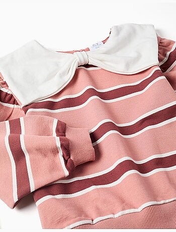 Sudadera a rayas con cuello en forma de lazo