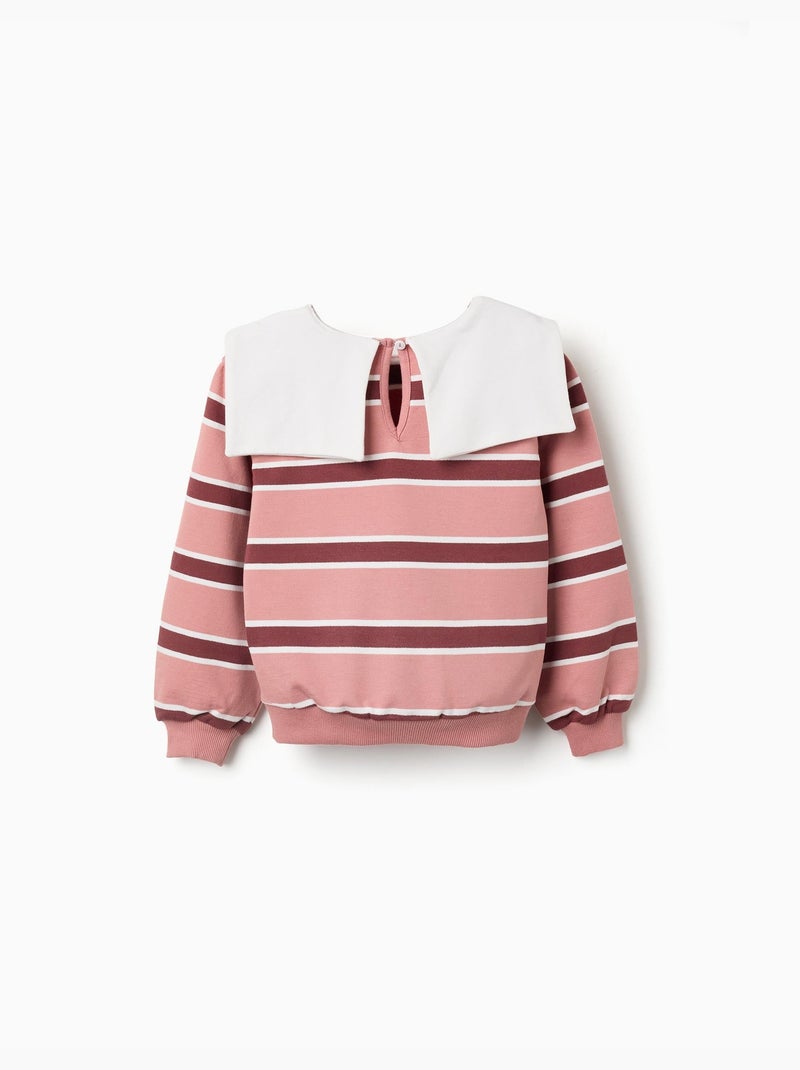 Sudadera a rayas con cuello en forma de lazo Rosa - Kiabi