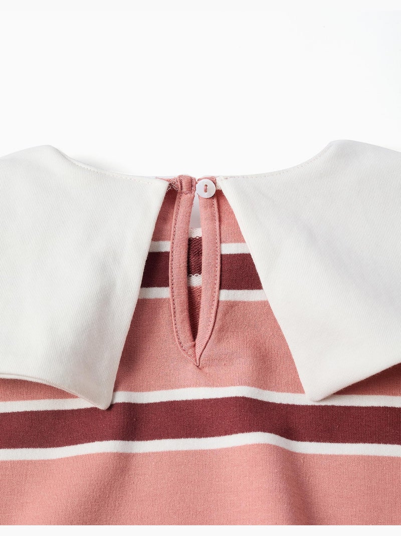 Sudadera a rayas con cuello en forma de lazo Rosa - Kiabi
