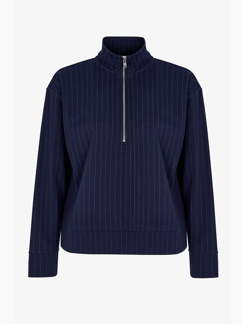 Sudadera a rayas con media cremallera penti Azul marino - Kiabi