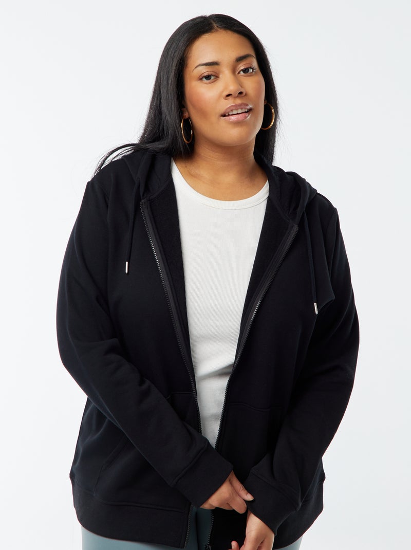 Sudadera abrigada de chándal con capucha negro - Kiabi