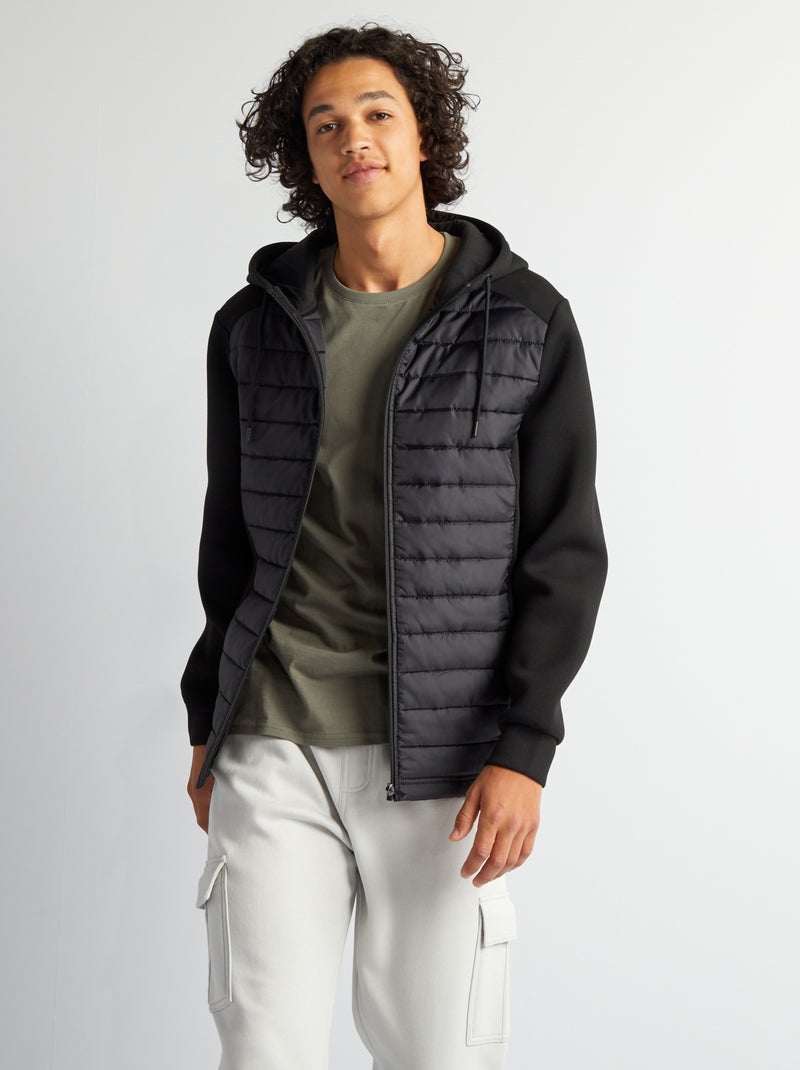 Sudadera acolchada con capucha negro - Kiabi