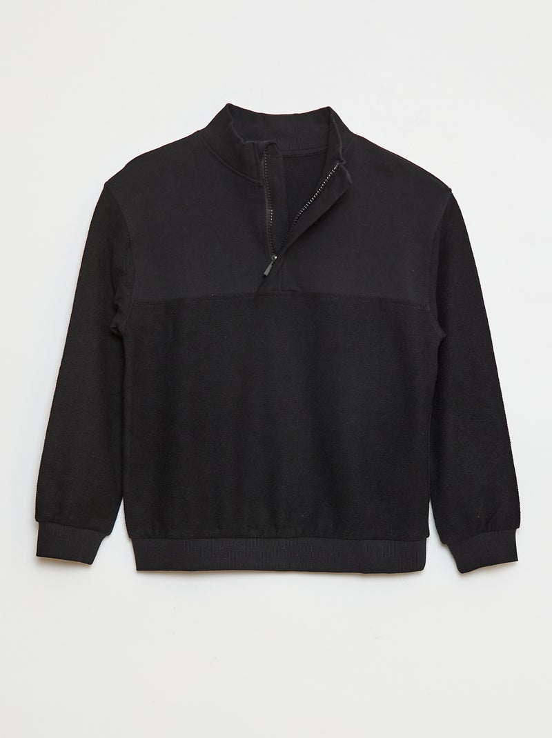 Sudadera ancha con cuello de cremallera Negro - Kiabi