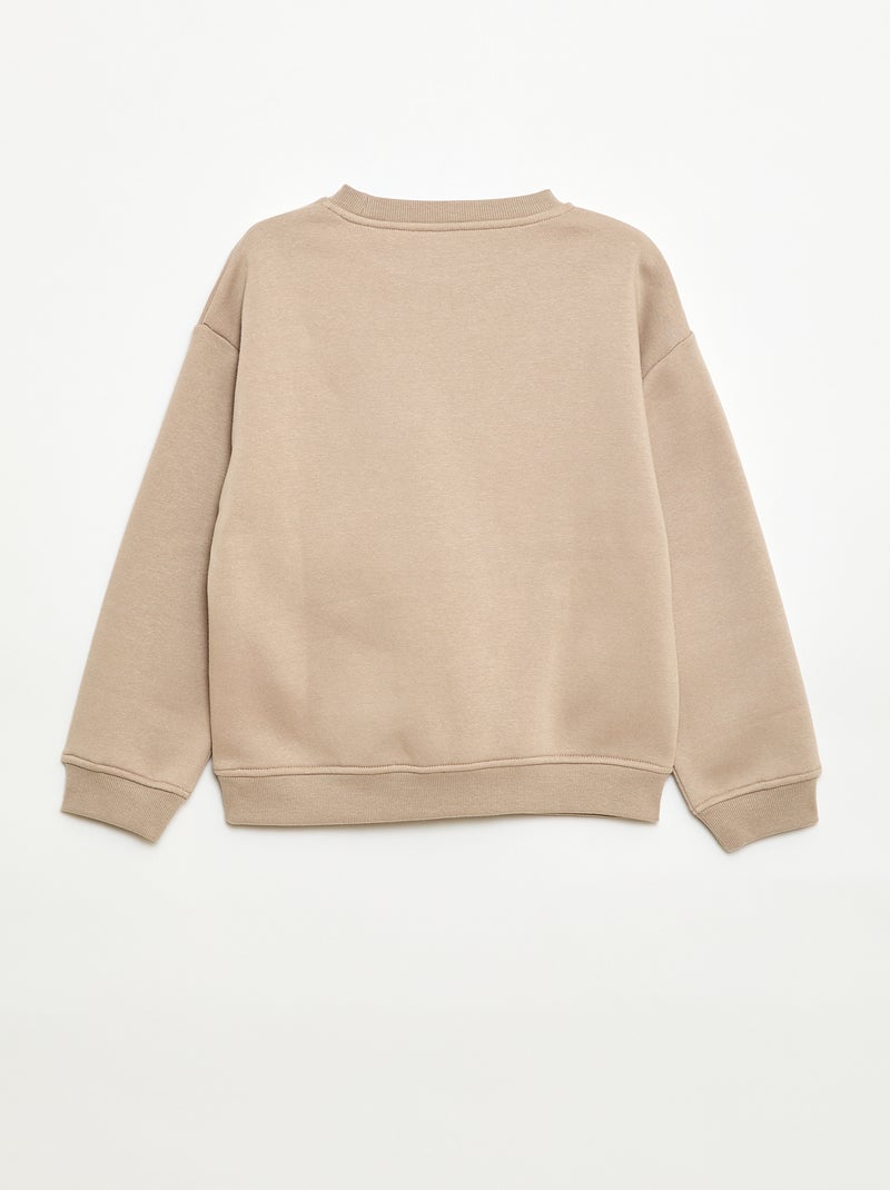 Sudadera ancha con estampado Beige - Kiabi