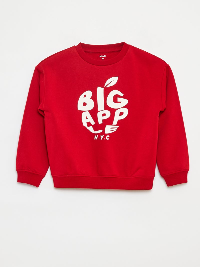 Sudadera ancha con estampado Rojo - Kiabi