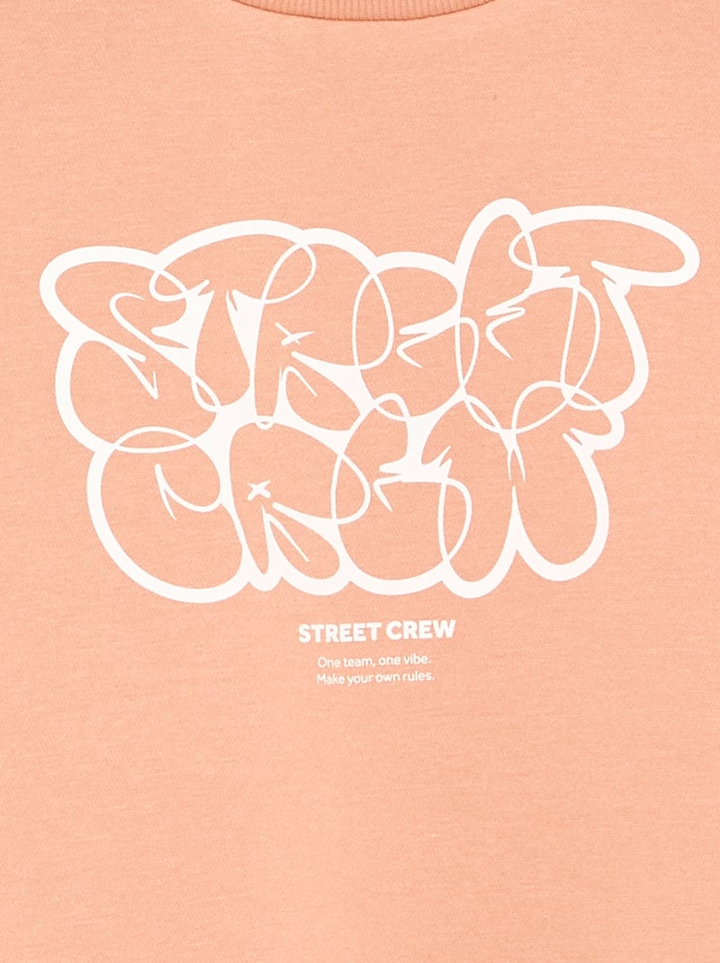 Sudadera ancha con estampado Rosa - Kiabi