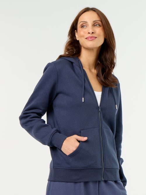 Sudadera básica con cremallera y capucha - Kiabi