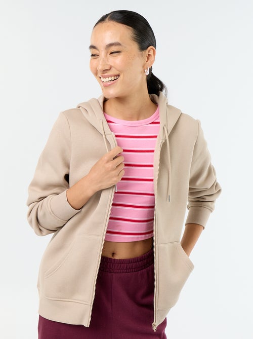 Sudadera básica con cremallera y capucha - Kiabi
