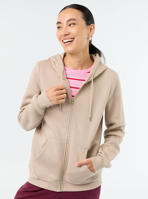 Sudadera básica con cremallera y capucha - Kiabi