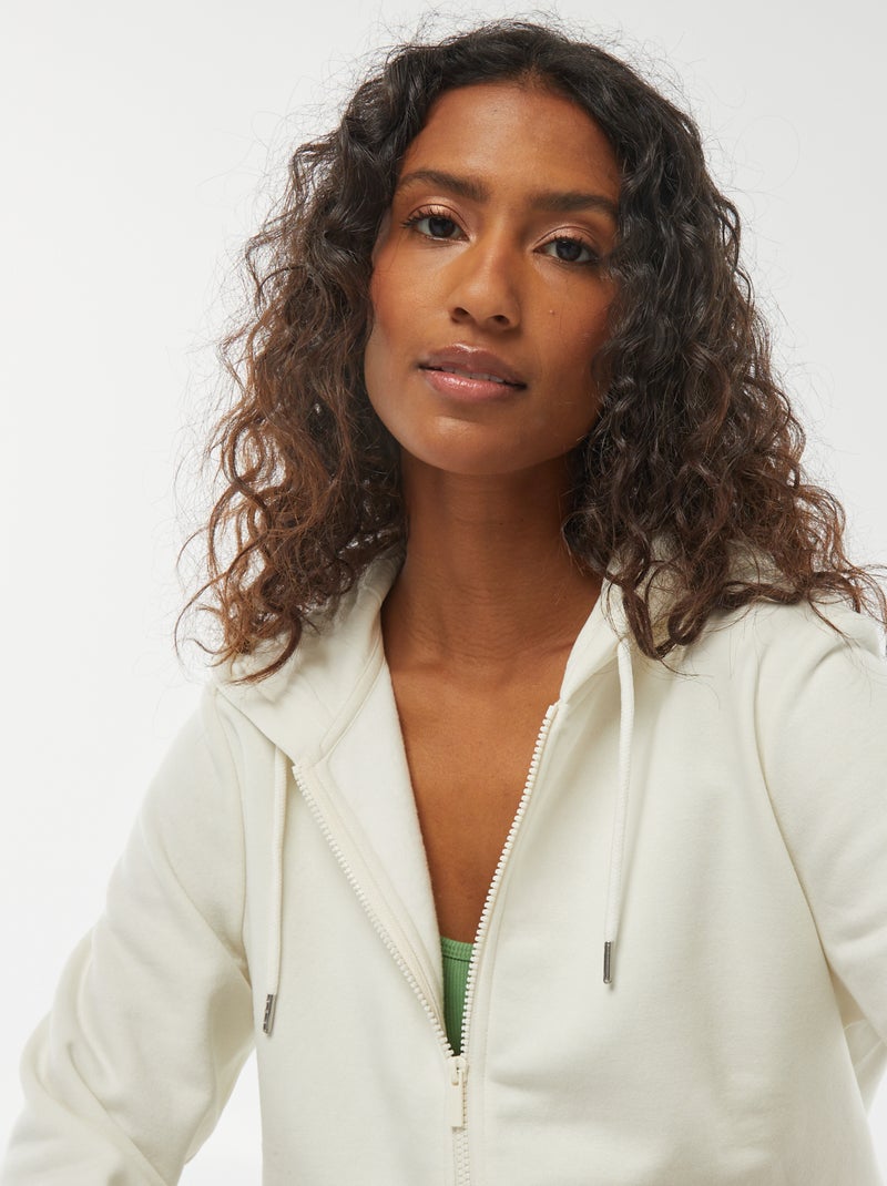 Sudadera básica con cremallera y capucha Blanco - Kiabi