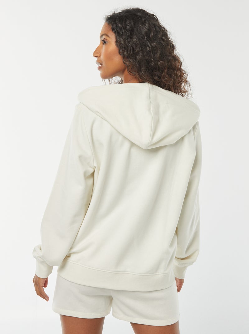 Sudadera básica con cremallera y capucha Blanco - Kiabi