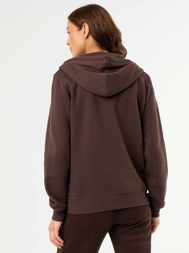 Sudadera básica con cremallera y capucha Marron - Kiabi